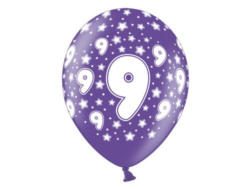Palloncini 30cm, 9th Birthday, Metallic Mix, 6 pezzi