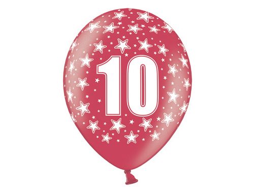 Palloncini 30cm, 10th Birthday, Metallic Mix, 6 pezzi