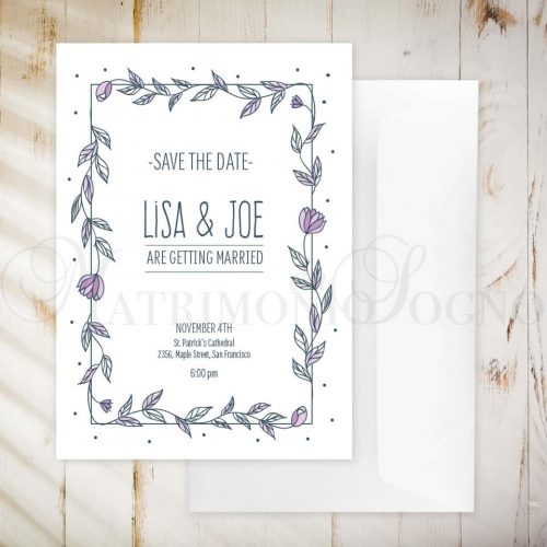 Partecipazioni con rami e fiori rosa