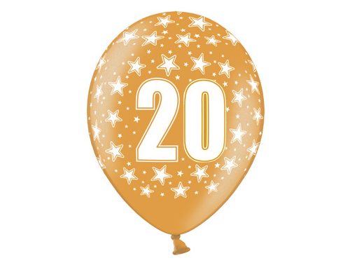 Palloncini 30cm, 20th Birthday, Metallic Mix, 6 pezzi