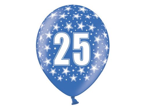 Palloncini 30cm, 25th Birthday, Metallic Mix, 6 pezzi