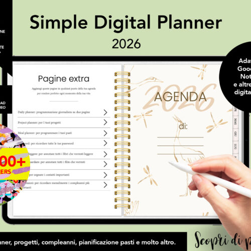Agenda Ipad 2026 in Italiano per Goodnotes, Notability e altre App di appunti, Notability planner italiano, agenda settimanale digitale 2026, Digital Planner