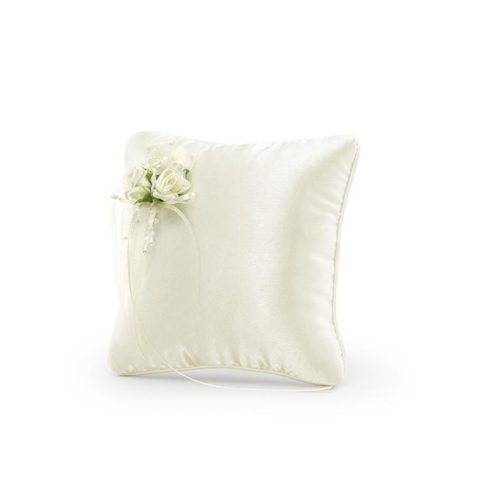 Cuscino portafedi crema con fiori