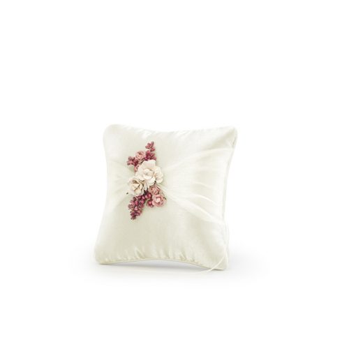 Cuscino portafedi fiori rosa