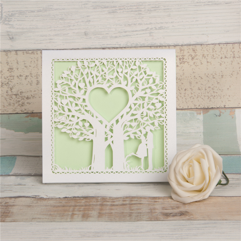 Romantiche-Partecipazioni-Nozze-Piegate-Laser-Cut-Albero-Sposi-p-WZL0014