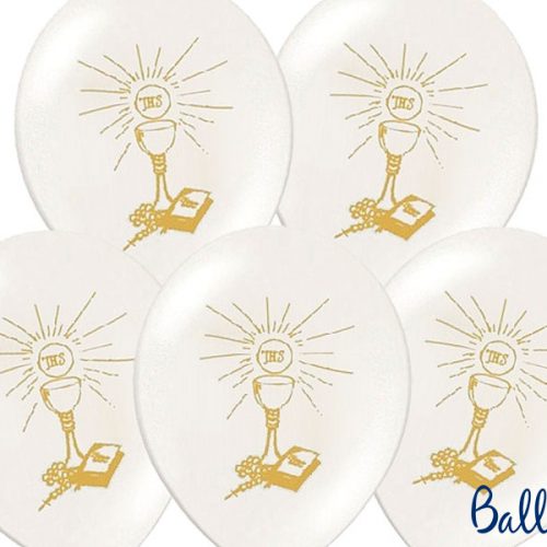 Palloncini 27cm, Holy Communion, Pastel Pure White, 6 pezzi
