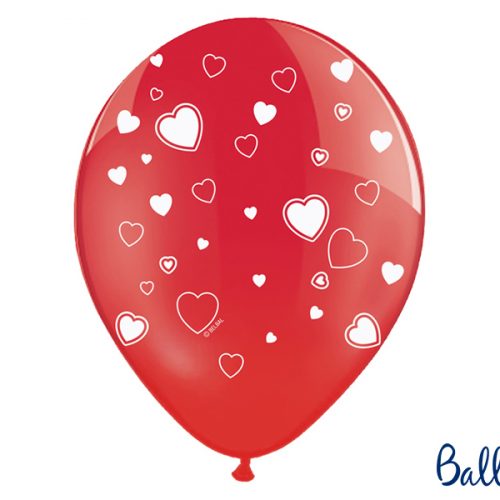 Palloncini 30cm, cuori, Crystal Poppy Red, 6 pezzi