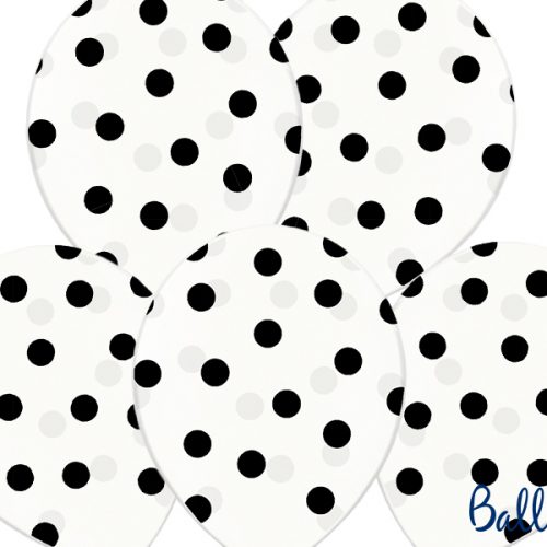 Palloncini 30cm, Pois colore a scelta,  trasparenti, 6 pezzi