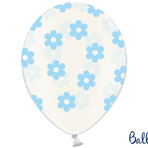 Palloncini 30cm, fiori colore a scelta,  trasparenti, 6 pezzi
