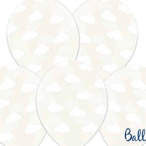 Palloncini 30cm, Nuvole,  trasparenti, 6 pezzi