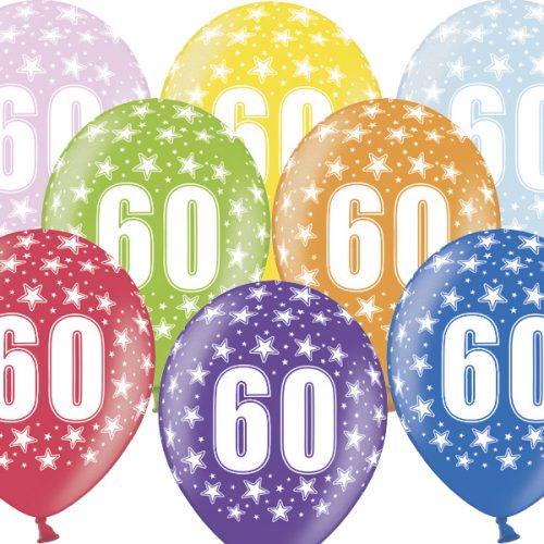 Palloncini 30cm, 60th Birthday, Metallic Mix, 6 pezzi