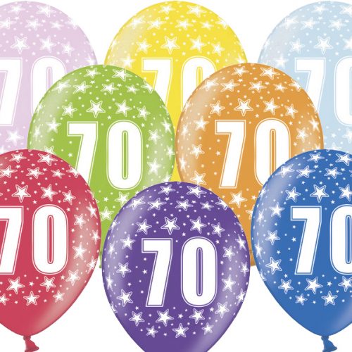 Palloncini 30cm, 70th Birthday, Metallic Mix, 6 pezzi