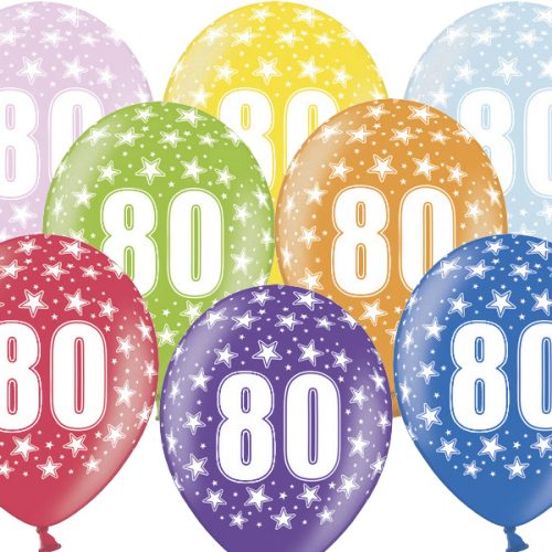 Palloncini 30cm, 80th Birthday, Metallic Mix, 6 pezzi