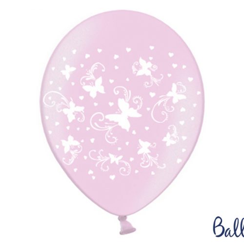Palloncini 30cm, Butterflies, Candy Pink, 6 pezzi