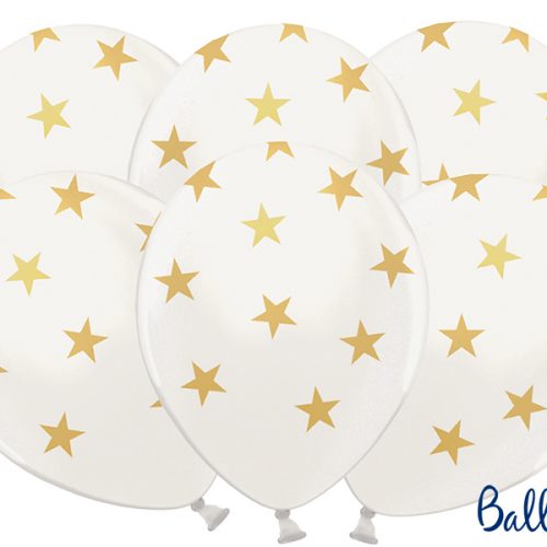 Palloncini 30cm, Stars, Metallic Pure White, 6 pezzi