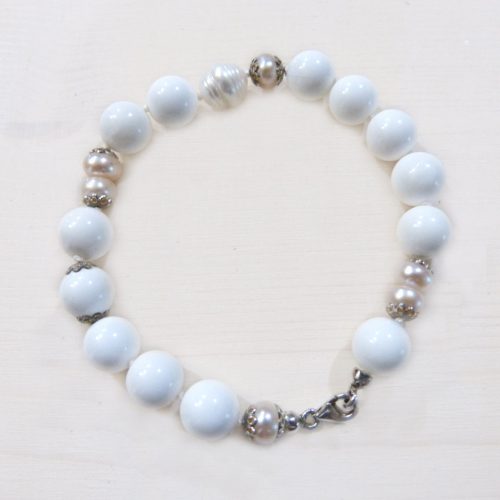 Bracciale agata e perle rosa