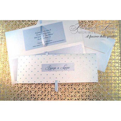 Partecipazioni perlate pois celeste