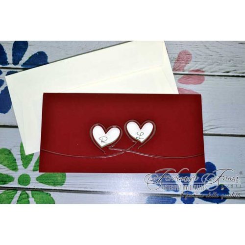 Partecipazioni rosse cuori iniziali