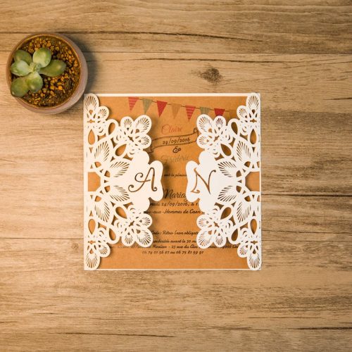 Partecipazioni matrimonio pizzo e iniziali